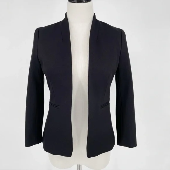 J. CREW 365 Black Going Out Blazer Open Front Minimalist Office Size 4 Petite - Picture 3 of 13